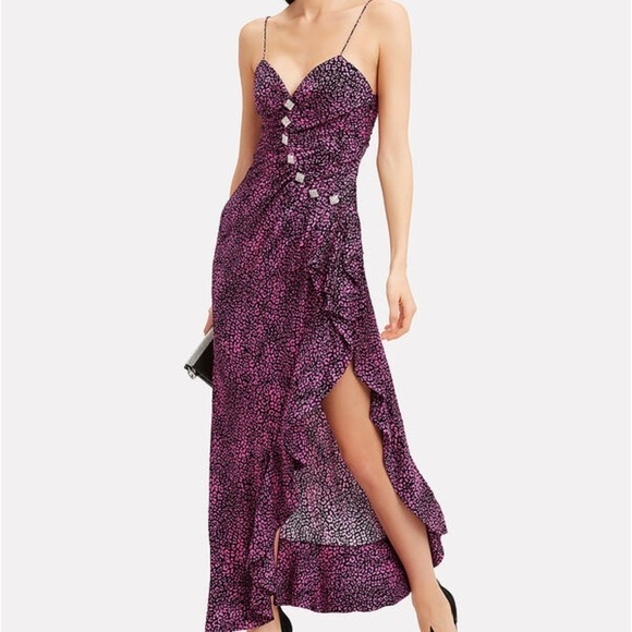 ALESSANDRA RICH Silk Asymmetrical Ruffle Evening Formal Dress - Picture 1 of 14
